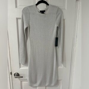new rachel zoe sweater dress silver with light sparkle midi size S